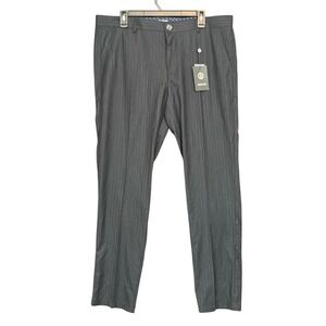 Bespoke Dress Pants Mens 36x32 Navy Blue New Pinstripe Flat Front Trousers